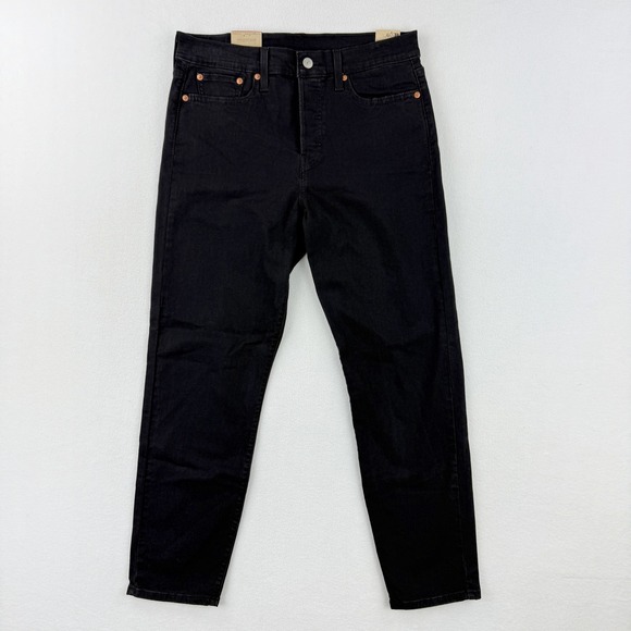 LEVI'S Wedgie Straight Black Denim Jeans Size 31 Womens Button Fly NEW - Picture 1 of 7